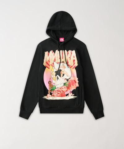 Mishka Graphic Print Embroidered Hoodie - Black