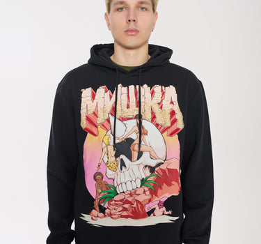 Mishka Graphic Print Embroidered Hoodie - Black