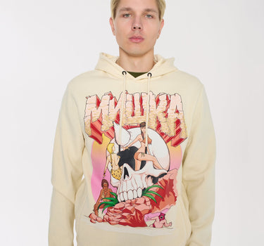 Mishka Graphic Print Embroidered Hoodie - Khaki