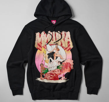 Mishka Graphic Print Embroidered Hoodie - Black