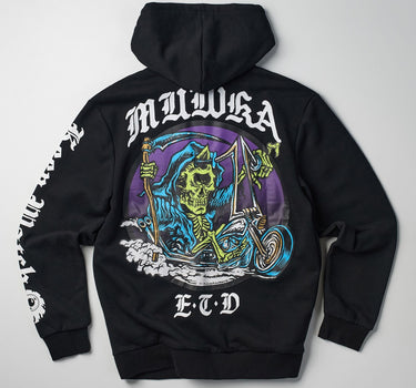 Mishka Death Adders Graphic Print Embroidered Zip Up Hoodie - Black