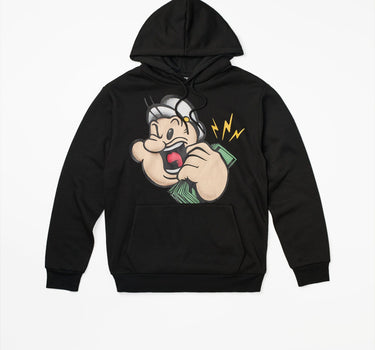 Popeye Front And Back Print Hoodie - Black