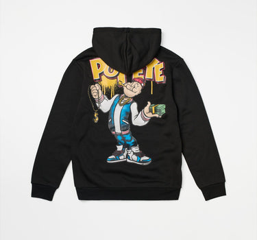 Popeye Front And Back Print Hoodie - Black