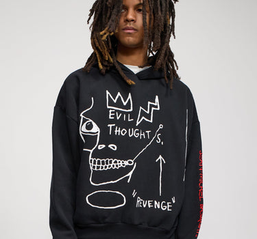 Basquiat™ Evil Thoughts Embroidered Hoodie - Black