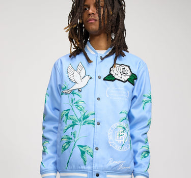 Dove Wool Varsity Jacket - Light Blue