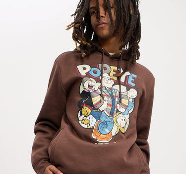 Popeye Graphic Print Hoodie - Brown