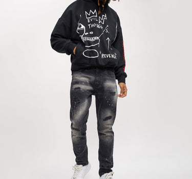 Basquiat™ Evil Thoughts Embroidered Hoodie - Black