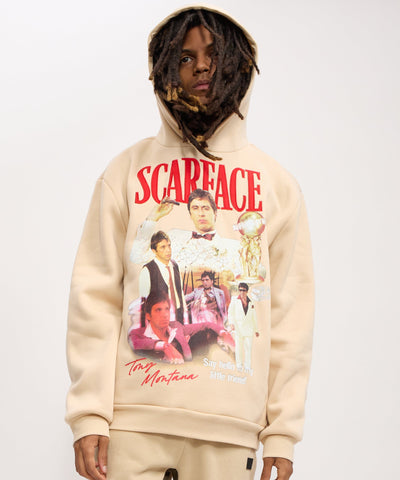 Scarface Say Hello Embroidered Patch Hoodie - Khaki