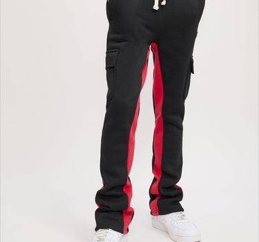 Flare Fleece Sweatpants - Black And Red