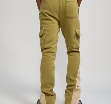 Flare Stacked Fleece Sweatpants - Olive Green