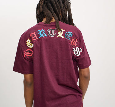 Heartless Embroidered Short Sleeve Tee - Burgundy