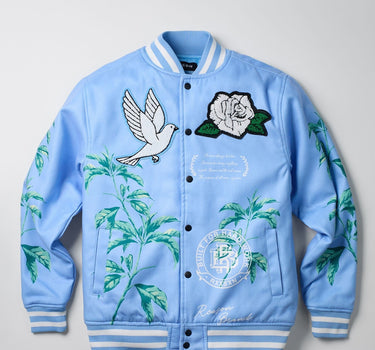 Dove Wool Varsity Jacket - Light Blue