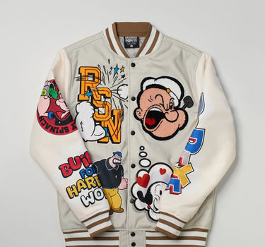 Kids Mini Popeye Varsity Jacket - Khaki