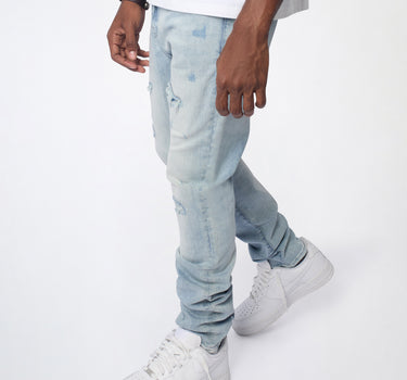 Ice Wash Distressed Skinny Jeans - Light Blue