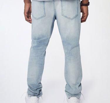 Ice Wash Distressed Skinny Jeans - Light Blue