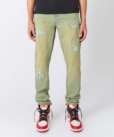 Ripped And Repaired Denim Pants - Vintage Blue