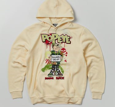 Popeye Appli Print Hoodie - Tan