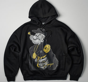 Popeye Block Boy Oversized Hoodie - Black