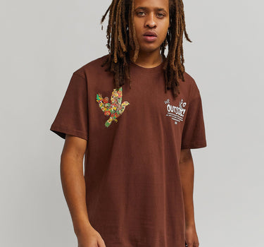 We Outside Back Print Short Sleeve Tee - Brown