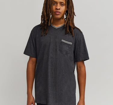 Pocket Stripe Contrast Short Sleeve Tee - Charcoal