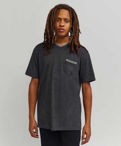 Pocket Stripe Contrast Short Sleeve Tee - Charcoal