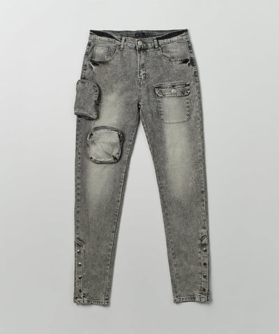 Robertson 3D Pocket Flare Denim Pant - Grey