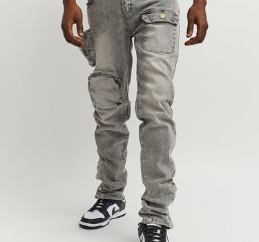 Robertson 3D Pocket Flare Denim Pant - Grey
