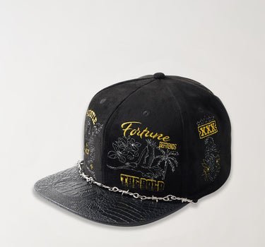 Fortune Croc Skin Chain Embroidered Graphic Hat