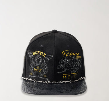 Fortune Croc Skin Chain Embroidered Graphic Hat