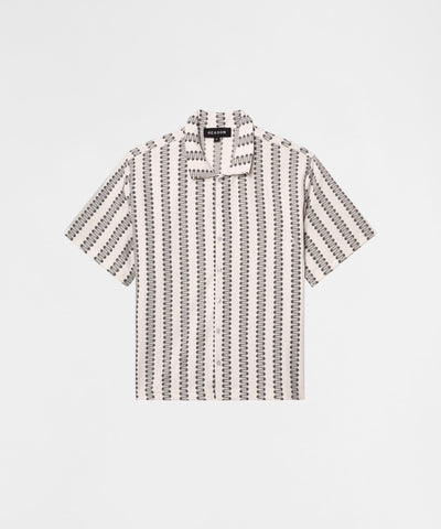 Textured Streamlined Button Down Shirt - Grey White