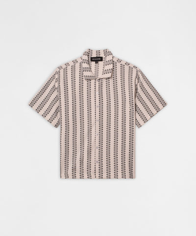 Textured Streamlined Button Down Shirt - Grey White