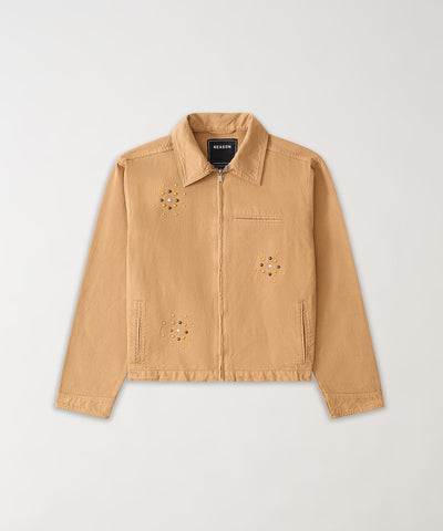 Studded Denim Jacket - Khaki