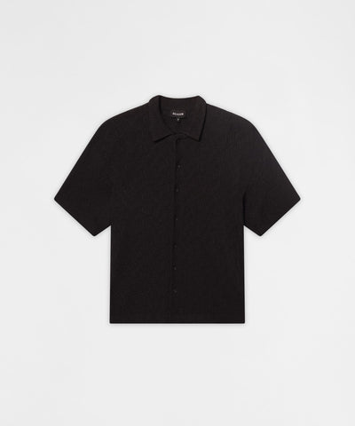 Textured Honey Comb Button Down Shirt - Black