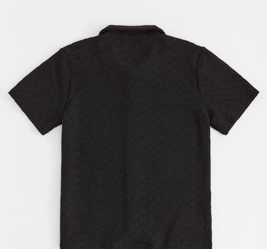 Textured Honey Comb Button Down Shirt - Black