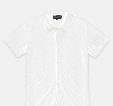 Textured Honey Comb Button Down Shirt - White