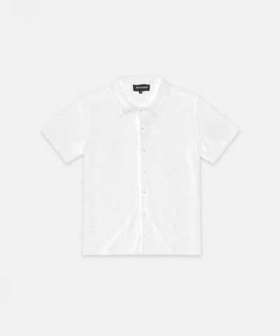 Textured Honey Comb Button Down Shirt - White