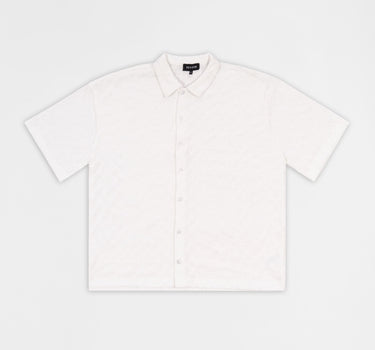 Textured Honey Comb Button Down Shirt - White