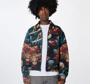 Surreal Dream Tapestry Varsity Jacket - Black