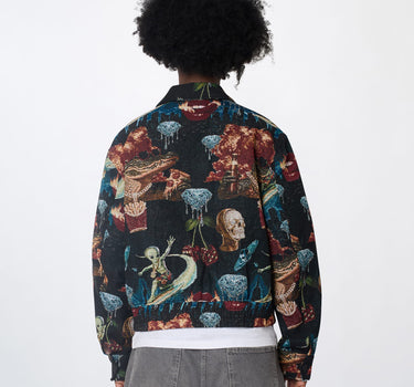 Surreal Dream Tapestry Varsity Jacket - Black
