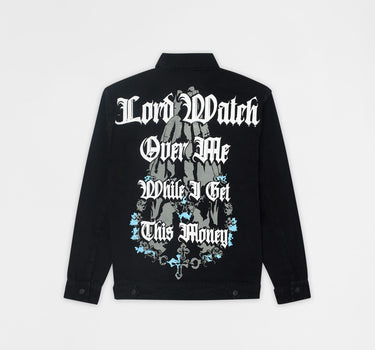 Menace Frayed Denim Jacket - Black