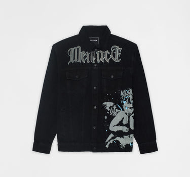 Menace Frayed Denim Jacket - Black