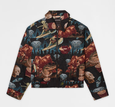 Surreal Dream Tapestry Varsity Jacket - Black