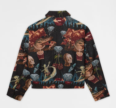 Surreal Dream Tapestry Varsity Jacket - Black