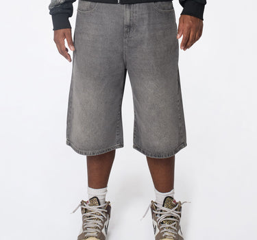 Baggy Denim Short - Washed Slate Grey