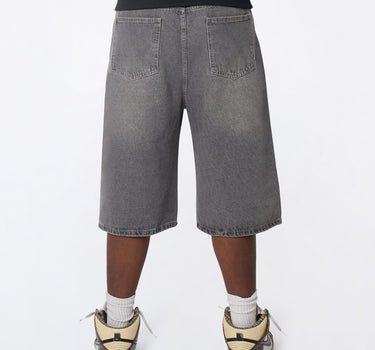 Baggy Denim Short - Washed Slate Grey