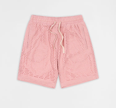 Textured Micro Hole Woven Short - Pink