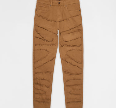 Frayed Layered Denim Jeans - Khaki