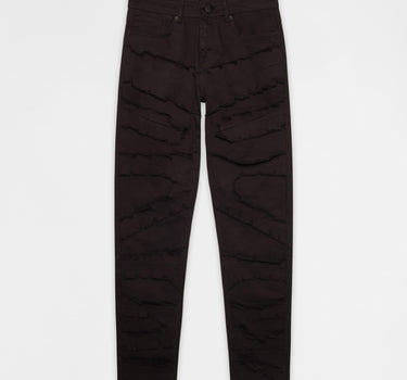 Frayed Layered Denim Jeans - Black