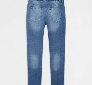 Straight Fit Distressed Denim Pant - Blue