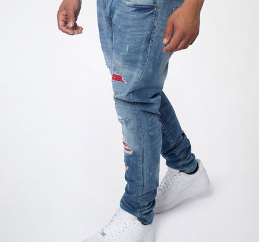 Rebel Distressed Skinny Jeans - Medium Indigo